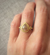 Peachy-Pink Diamond Oak Ring