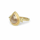 Peachy-Pink Diamond Oak Ring