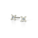 Quatrefoil Sapphire Earrings in White Gold