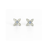 Quatrefoil Sapphire Earrings in White Gold