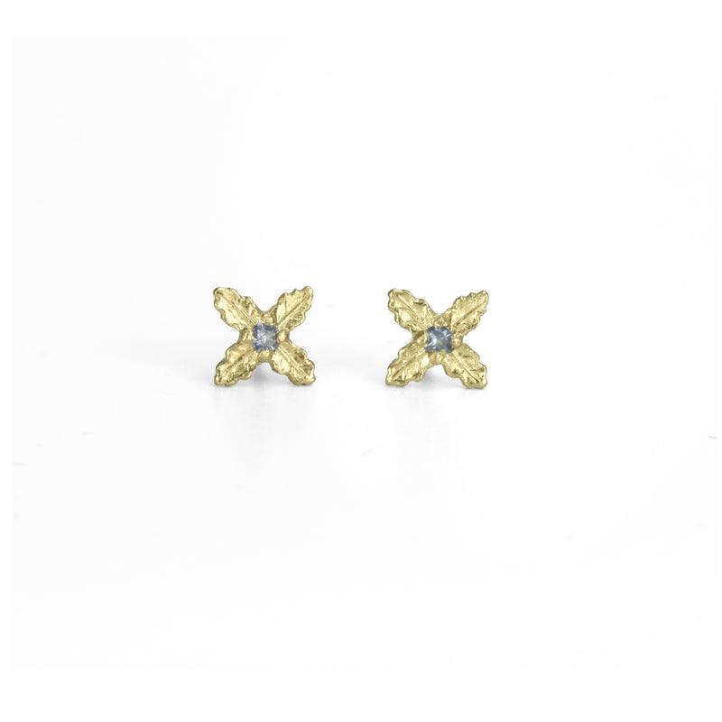 Quatrefoil Sapphire Ear Studs in 18ct Gold